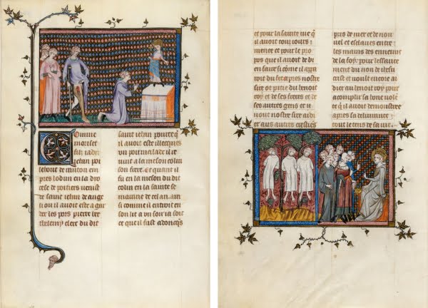 Миниатюры из рукописной книги Гийома де Сен-Патю «Житие и чудеса Святого Людовика» Франция, 1330-1340 Национальная библиотека Франции (BNF)