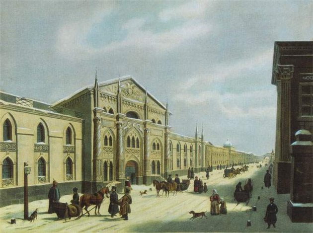 Здание Синодальной типографии на Никольской улице 1840 г