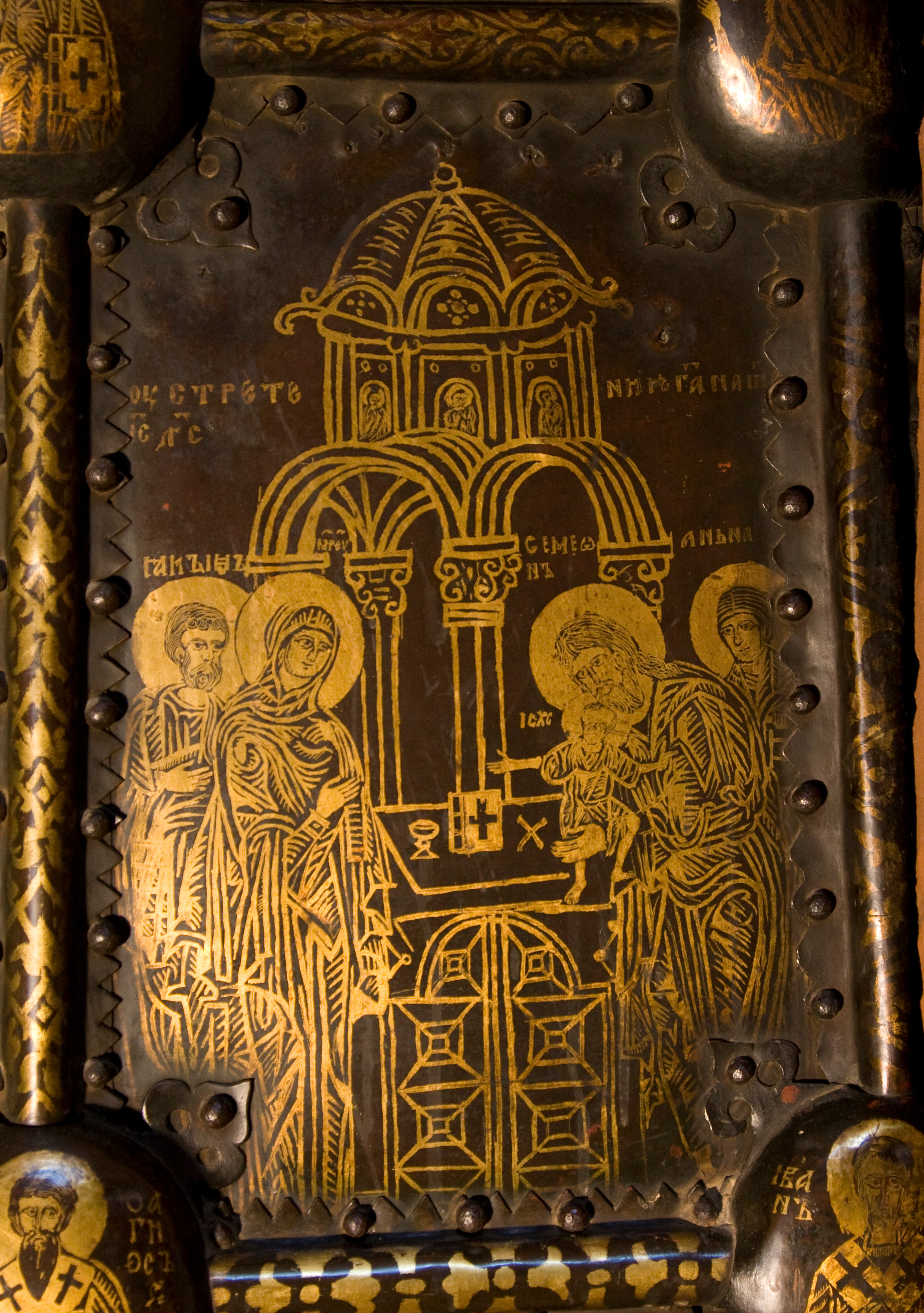 Сретение. Васильевские врата новгородского собора Святой Софии. 1336 г. Фрагмент
