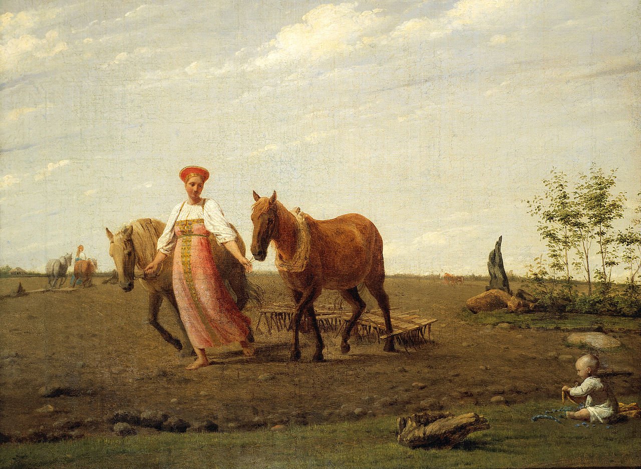 "На пашне. Весна" Алексей Венецианов 1820-ые