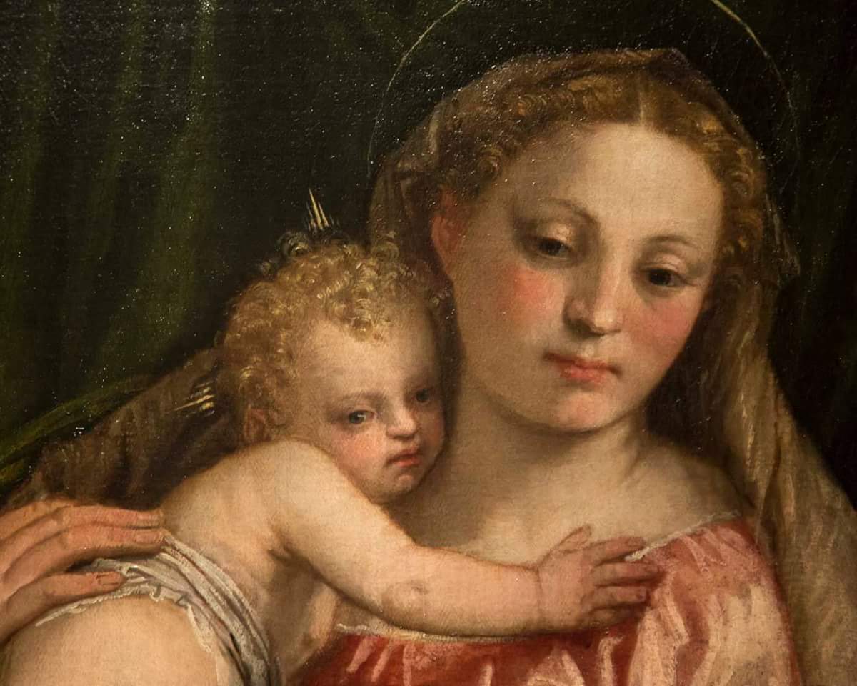 Паоло Веронезе (1528–1588). Фрагмент картины "Мадонна с Младенцем, святыми Петром и Екатериной Александрийской" Около 155 года. Холст, масло