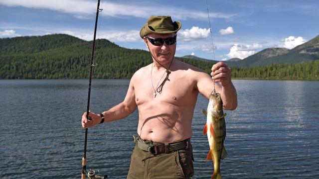Путин на рыбалке в Республике Тыва. 2017 год