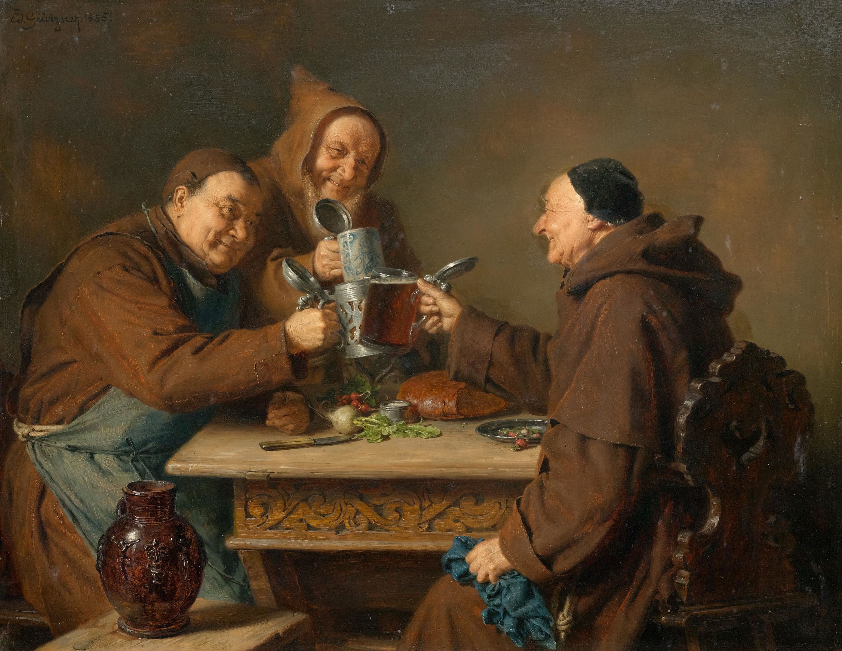 монахи и вино