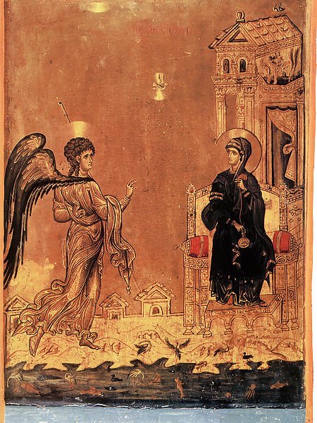 Благовещение. Икона. XII в. Монастырь св. Екатерины, Синай