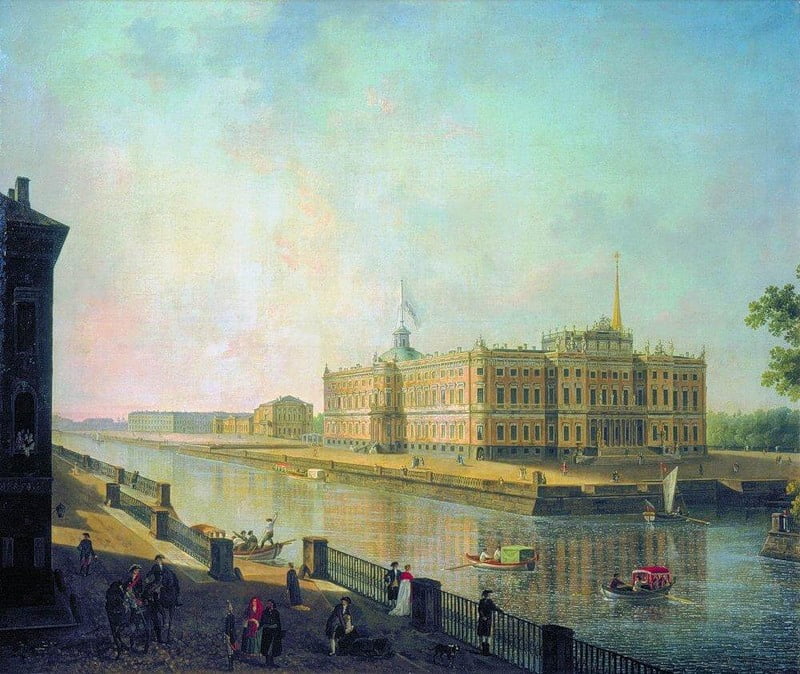 Федор Алексеев. Вид на Михайловский замок в Петербурге со стороны Фонтанки. Около 1800