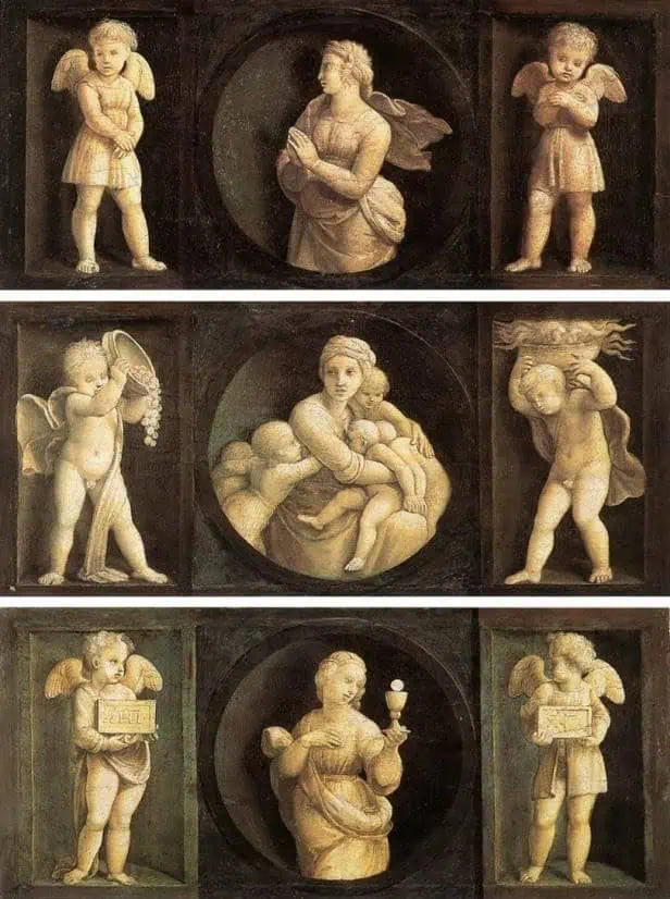 Рафаэль. Пределлы алтаря Бальони. Вера, Надежда и Милосердие