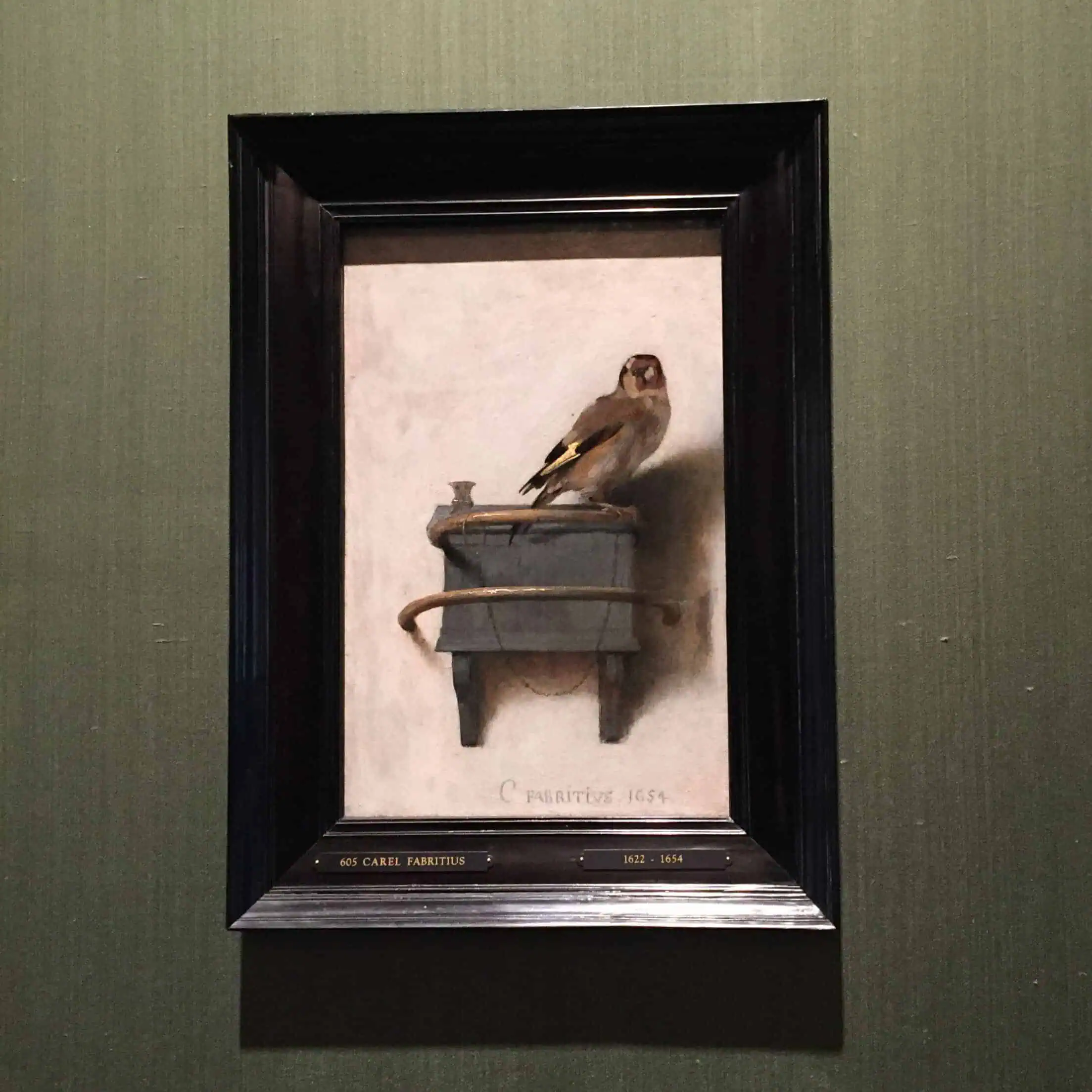 "Щегол" Карела Фабрициуса в собрании Королевского музей Маурицхейс (Гаага, Нидерланды). 1654