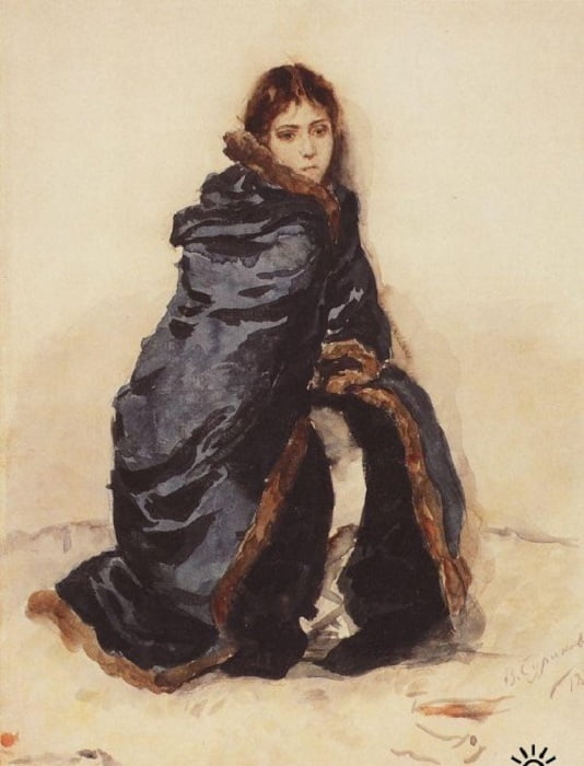 Старшая дочь Меншикова, написанная с жены художника. Эскиз. 1882